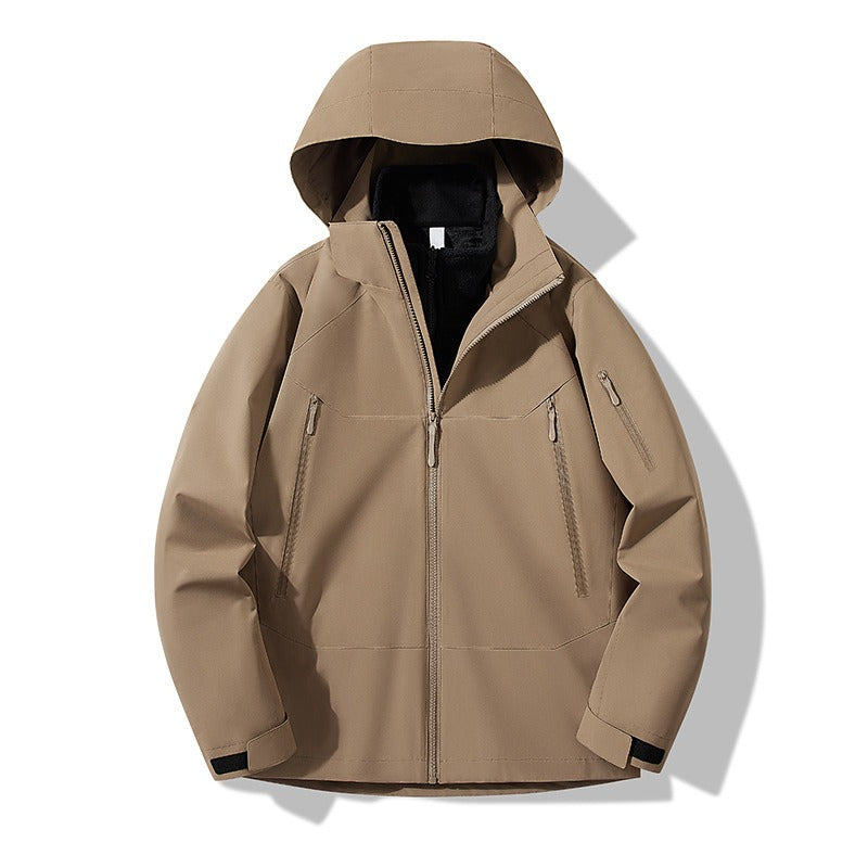 Unisex Plus Size 3-in-1 Waterproof Fleece-Lined Jacket
