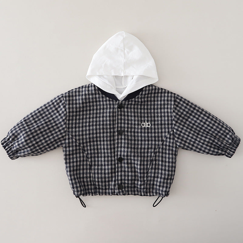 Kids’ Plaid & Letter-Print Hooded Outfit Set, 3 Pieces