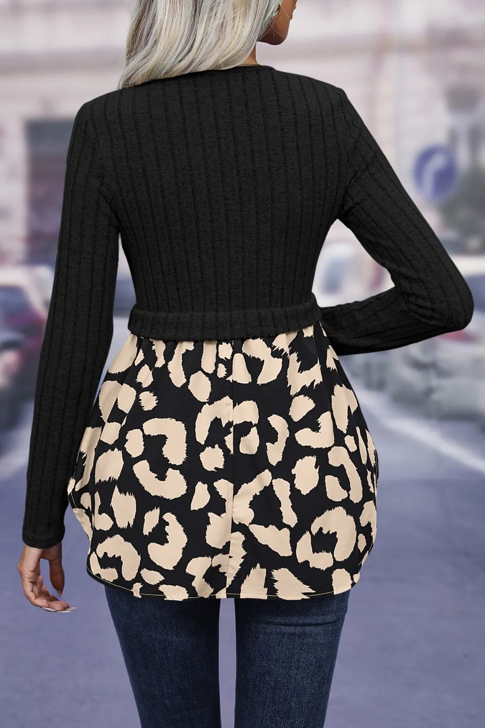 Women's Leopard-Print Peplum Blouse