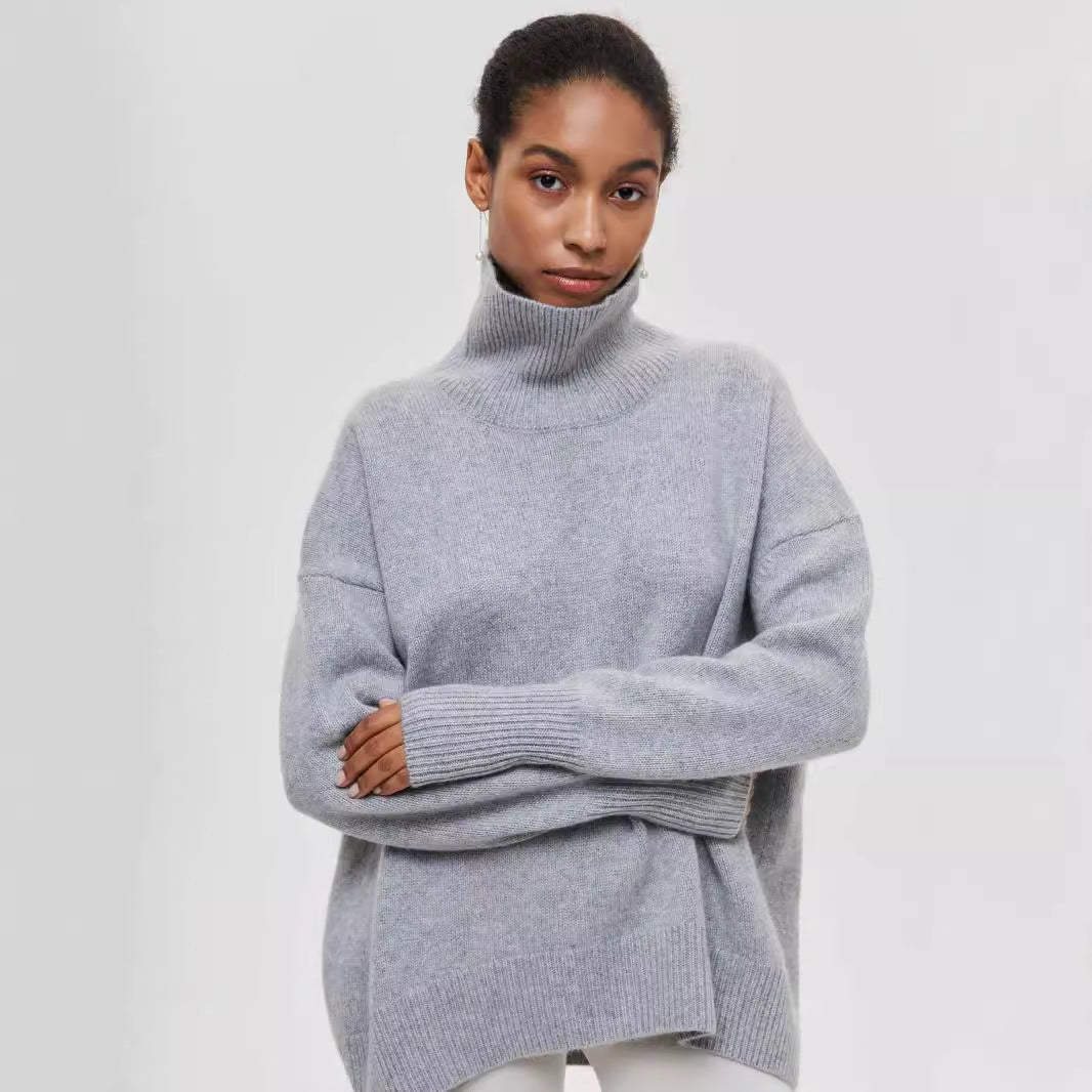 Relaxed Mock-Neck Knit Sweater