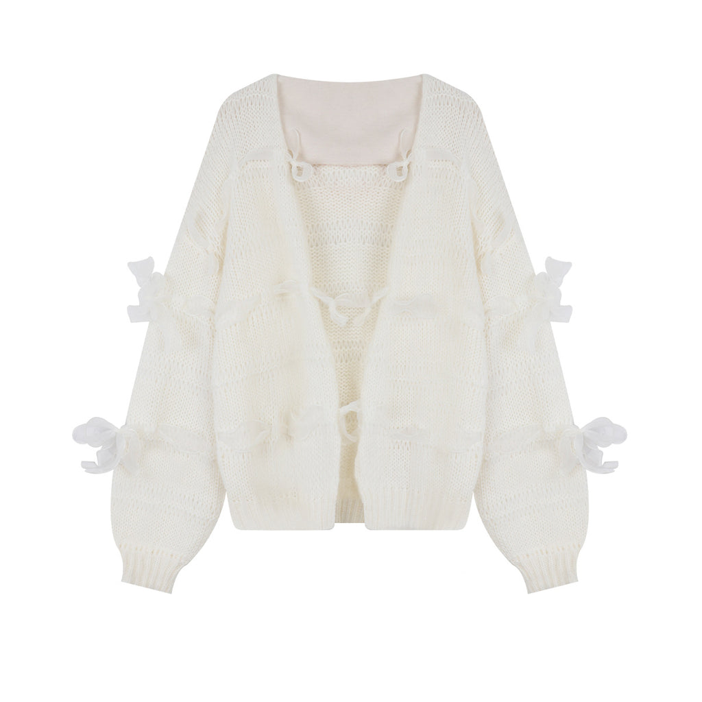 Oversized Bow-Detail Mohair Cardigan