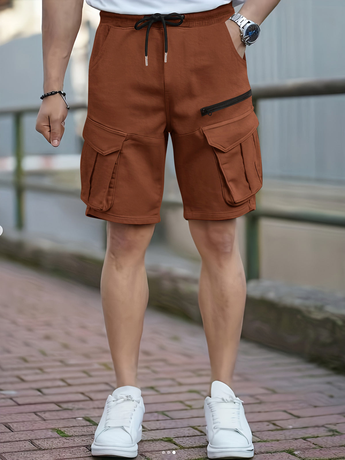 Men's Plus Size Multi-Pocket Casual Shorts