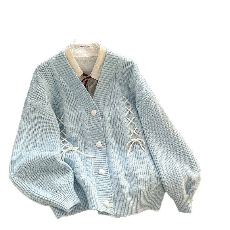Women's Heart-Button Knit Cardigan