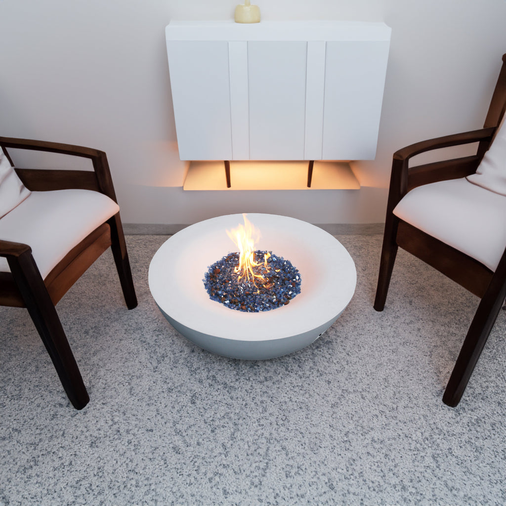 42-Inch Outdoor Concrete Propane Fire Pit Bowl – Antique White