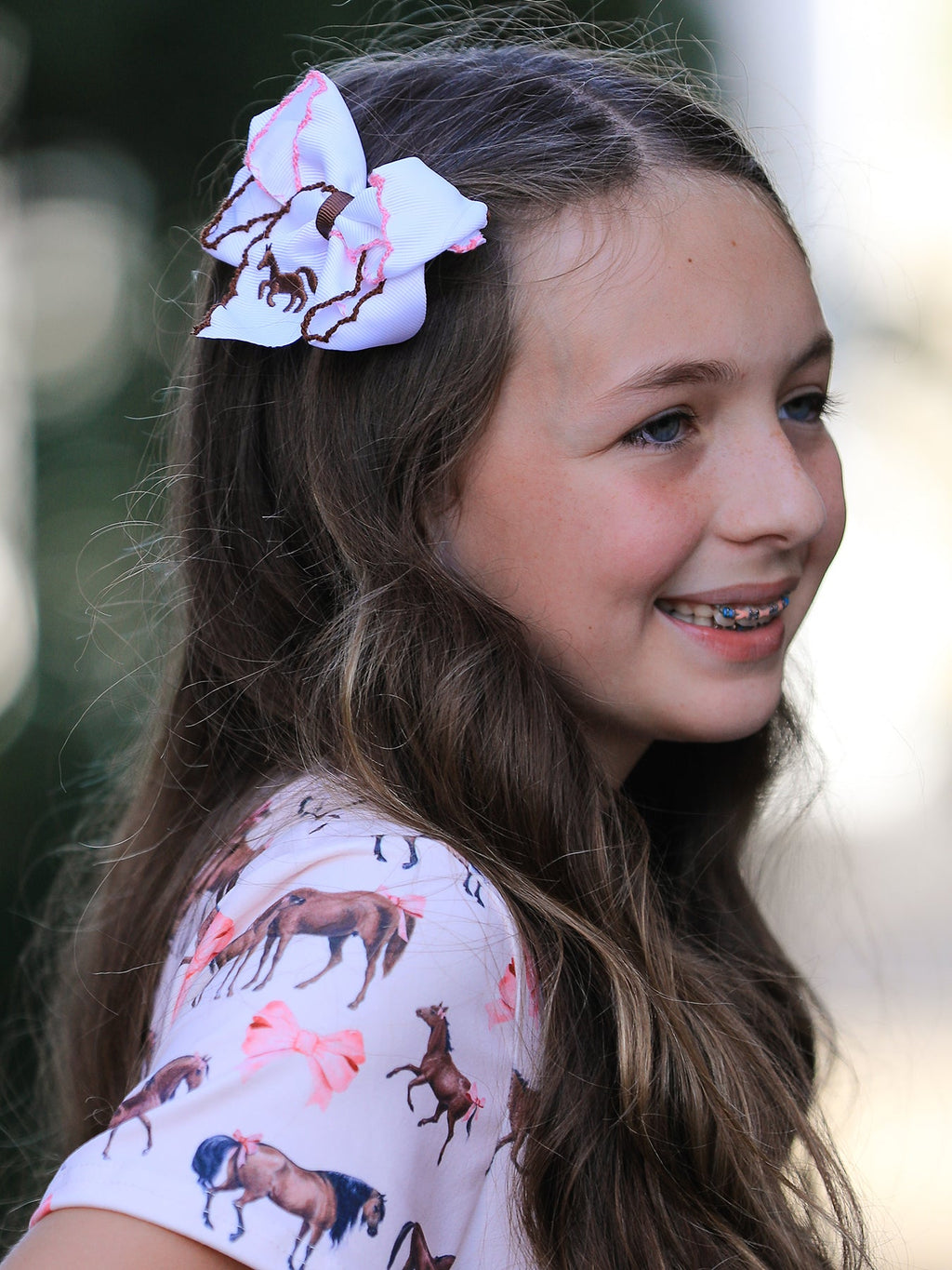 Girls' Western Horse Print Twirl Dress