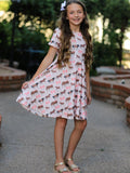 Girls' Western Horse Print Twirl Dress