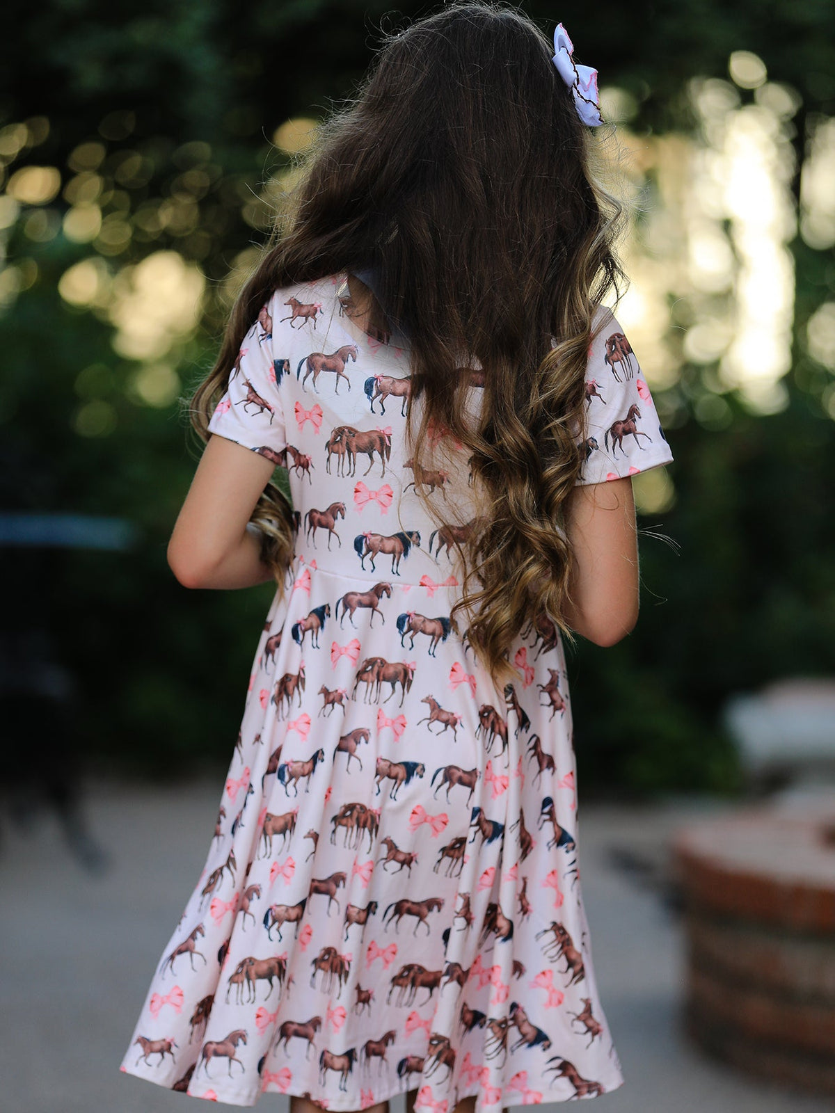 Girls' Western Horse Print Twirl Dress