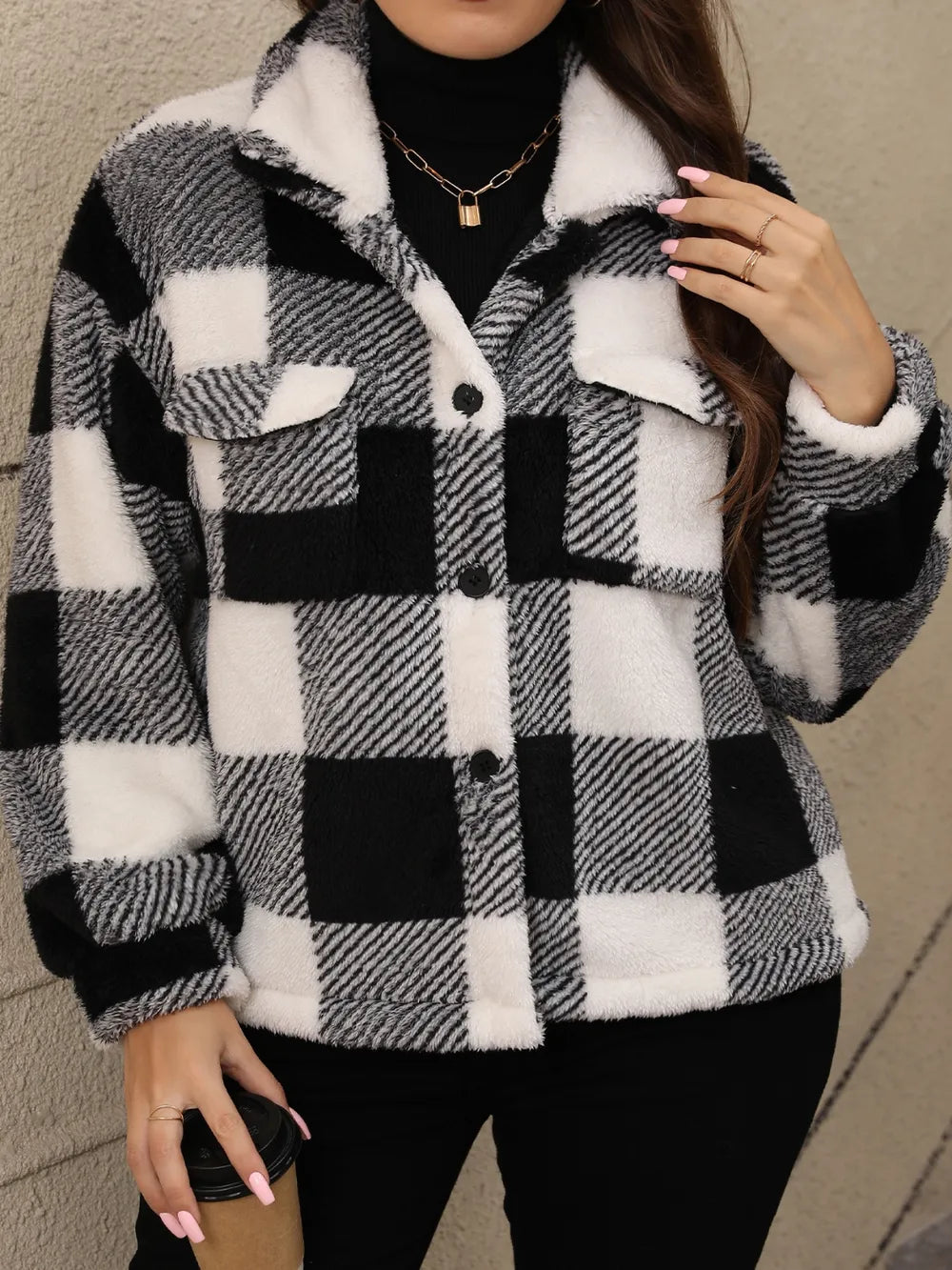 Women's Plus Size Plaid Jacket