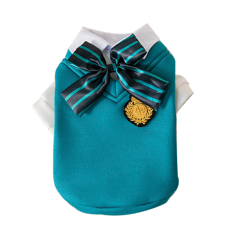 Autumn And Winter New Puppy Dog College Style Uniform Bow Tie Cat Fake Two Pieces Couple Clothes Small And