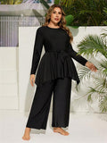 Women's Plus Size Strapless Two-Piece Swim Dress Set