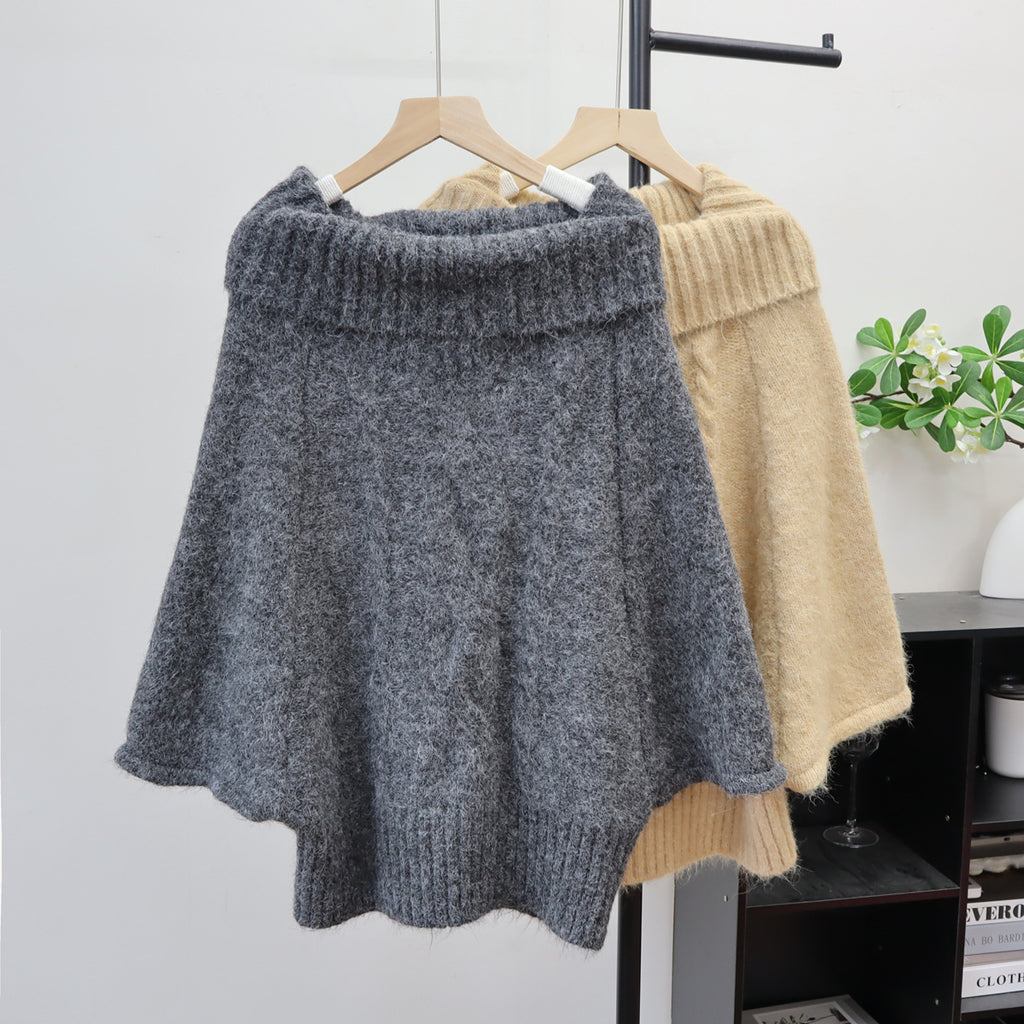 Cable-Knit Cape Sweater