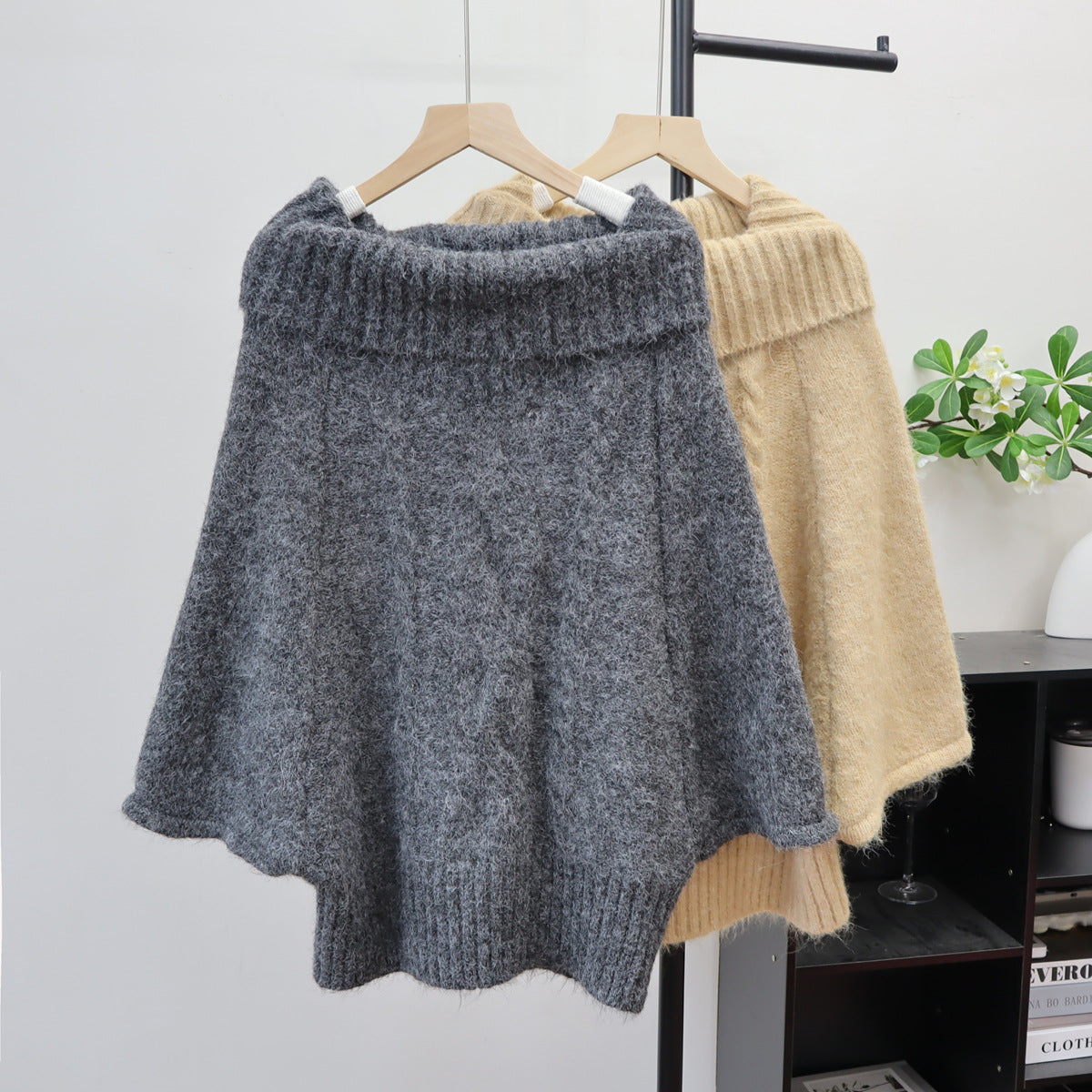 Cable-Knit Cape Sweater
