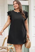 Women's Plus Size Ruffle Cap-Sleeve Mini Dress