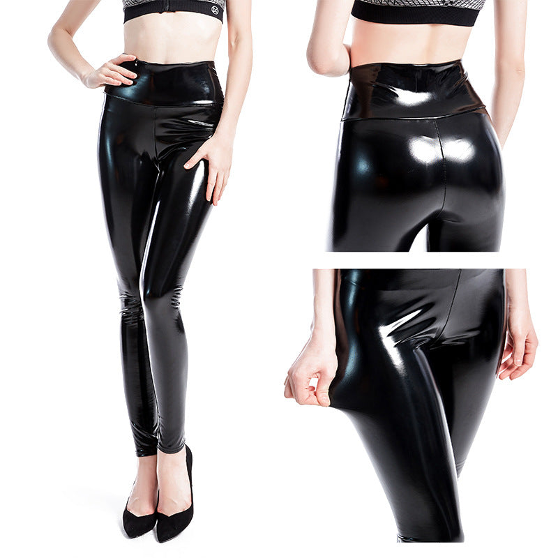 Women's Plus Size High-Waist Shiny Faux-Leather Leggings