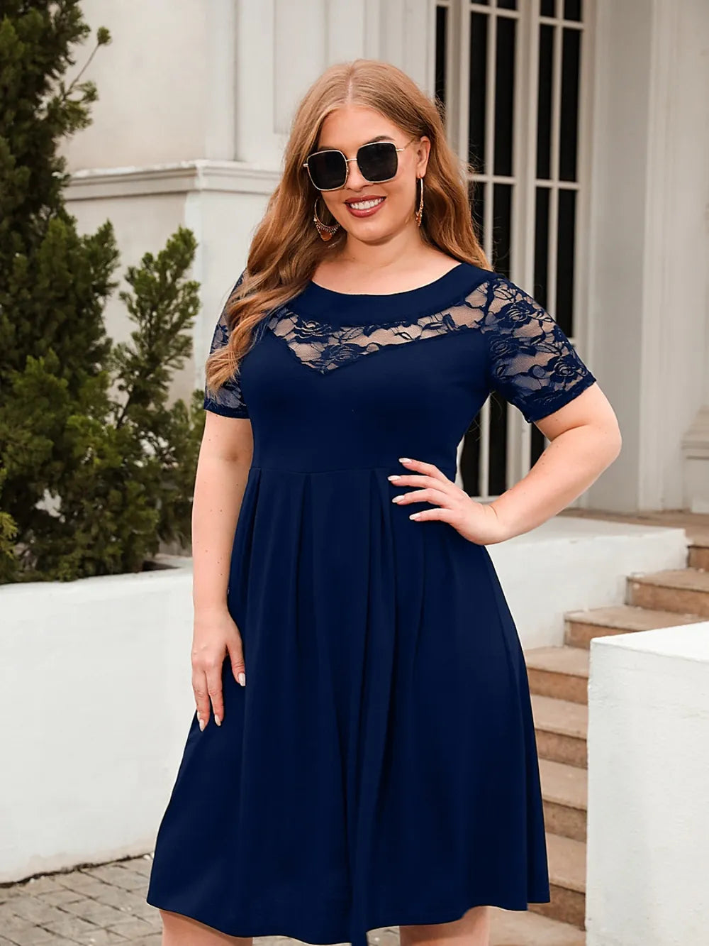 Women's Plus Size Ruched Short-Sleeve Dress