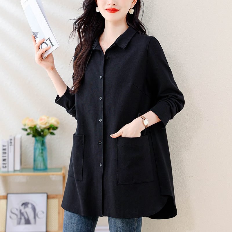 Women's Plus Size Mid-Length Shirt Jacket