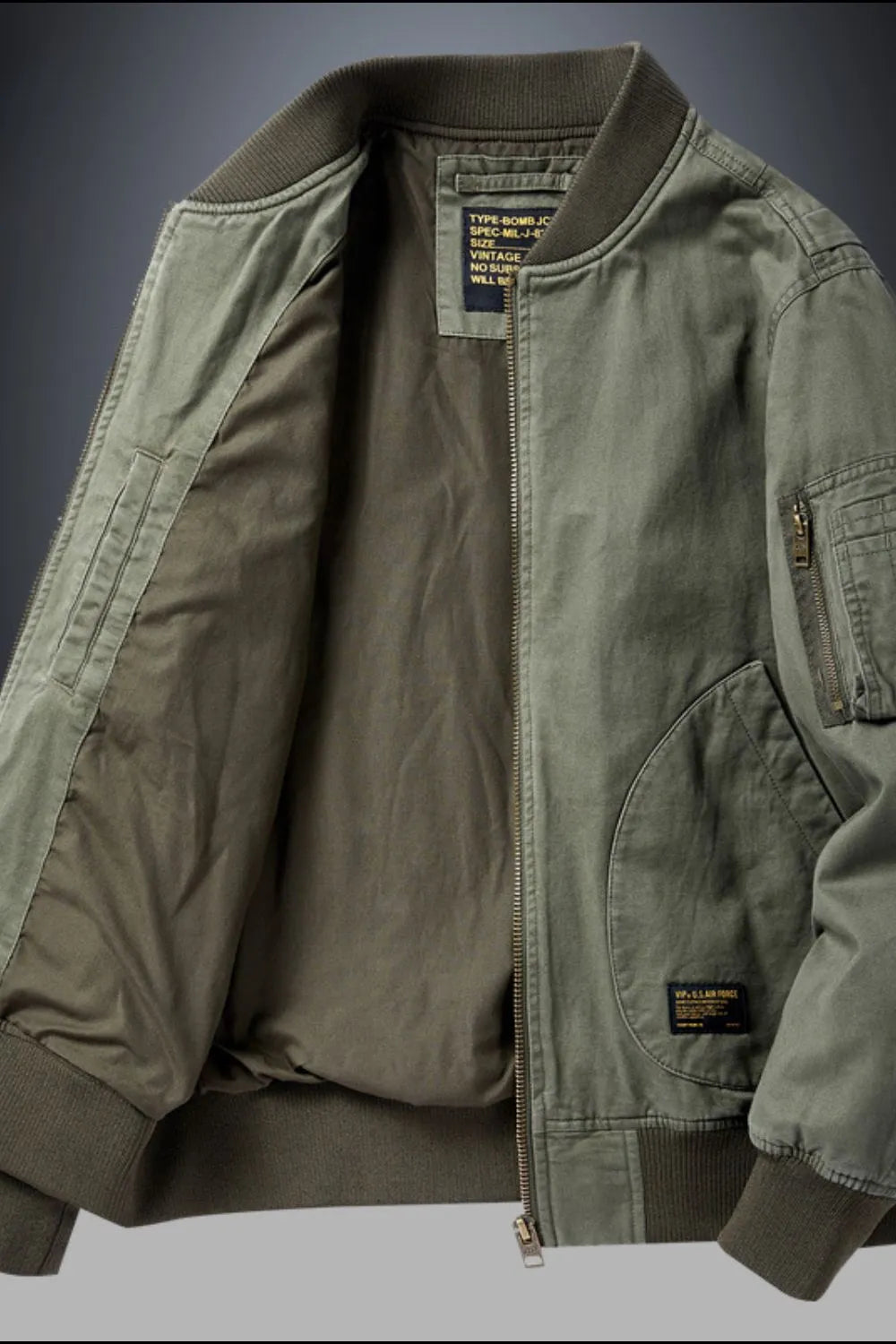 Men's Plus Size Baseball-Collar Bomber Jacket
