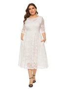 Women's Plus Size Cutout Lace Midi Evening Dress