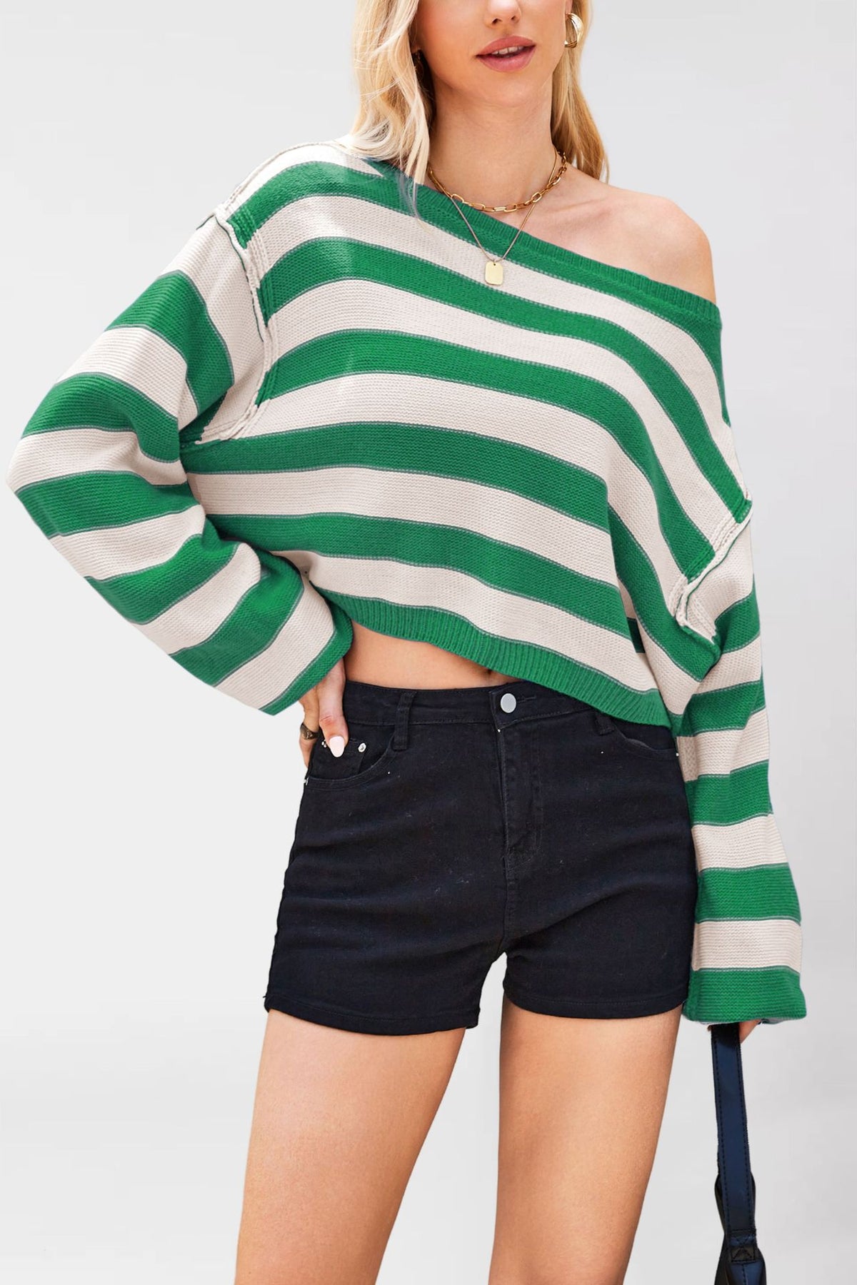 Striped Knit Pullover Sweater