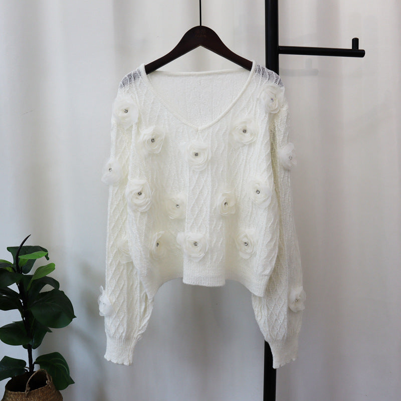 Floral V-Neck Sweater