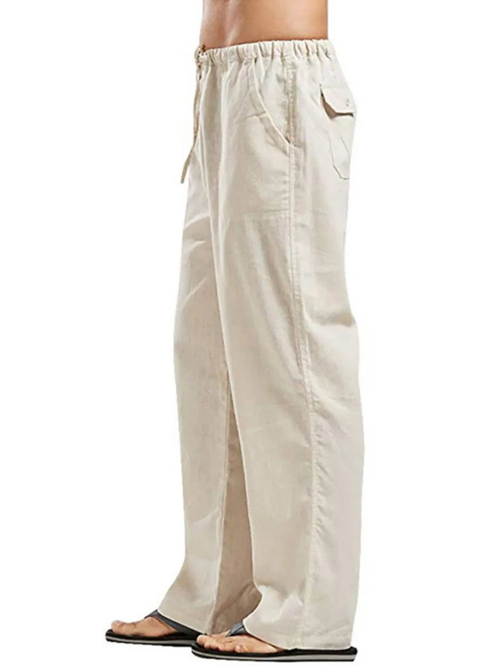 Men's Plus Size Drawstring Straight-Leg Pants