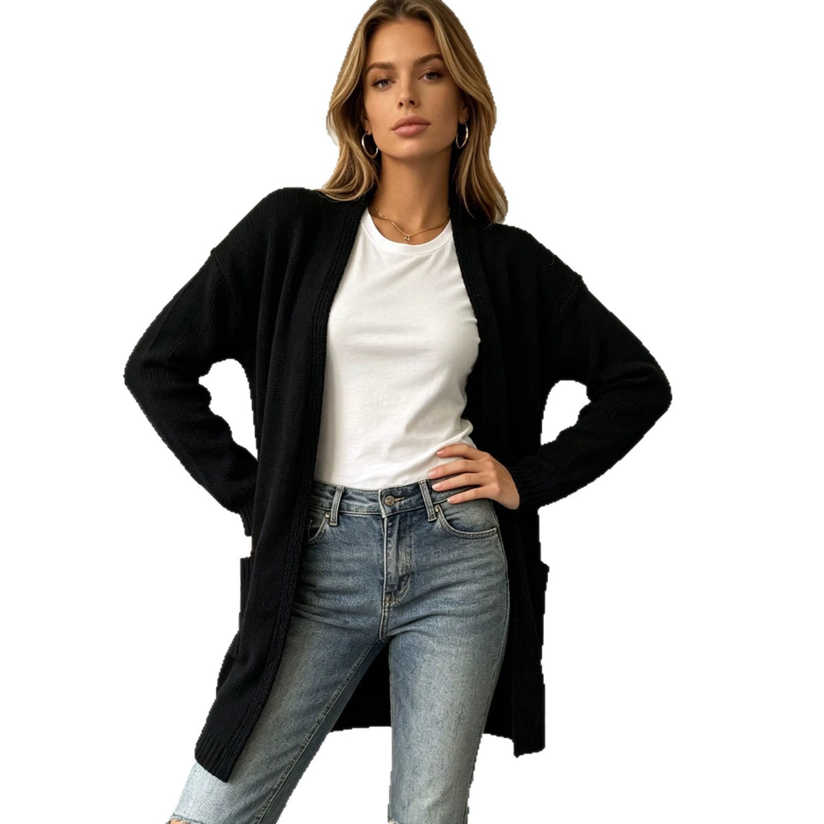Women's Long-Sleeve V-Neck Cardigan