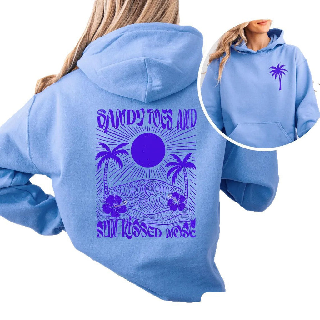 Palm & Floral Print Oversized Pullover Hoodie