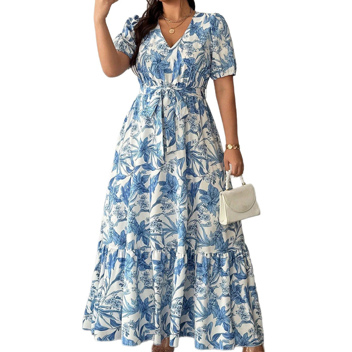 Women's Plus Size Sleeveless V-Neck A-Line Maxi Dress
