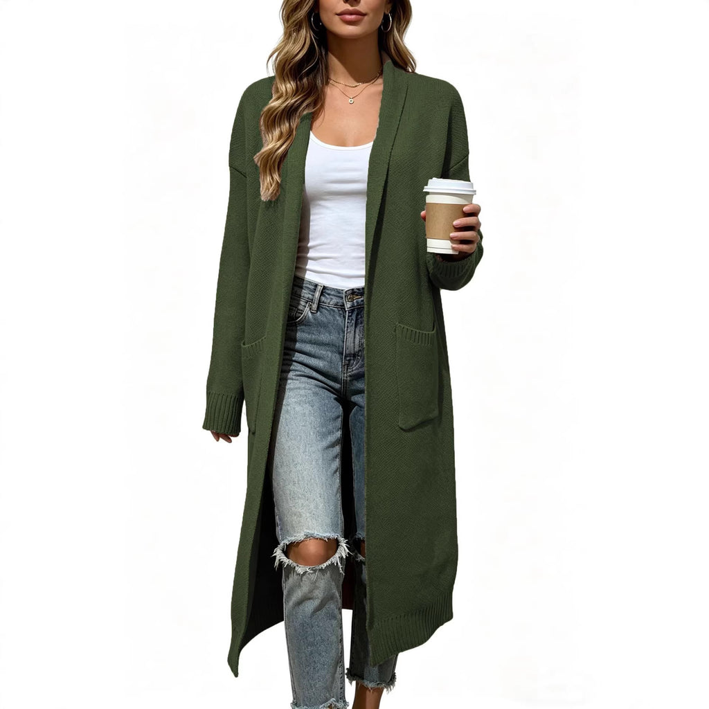 Relaxed Shawl-Collar Long Cardigan