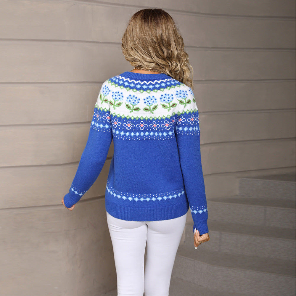 Women's Christmas-Print Knit Sweater