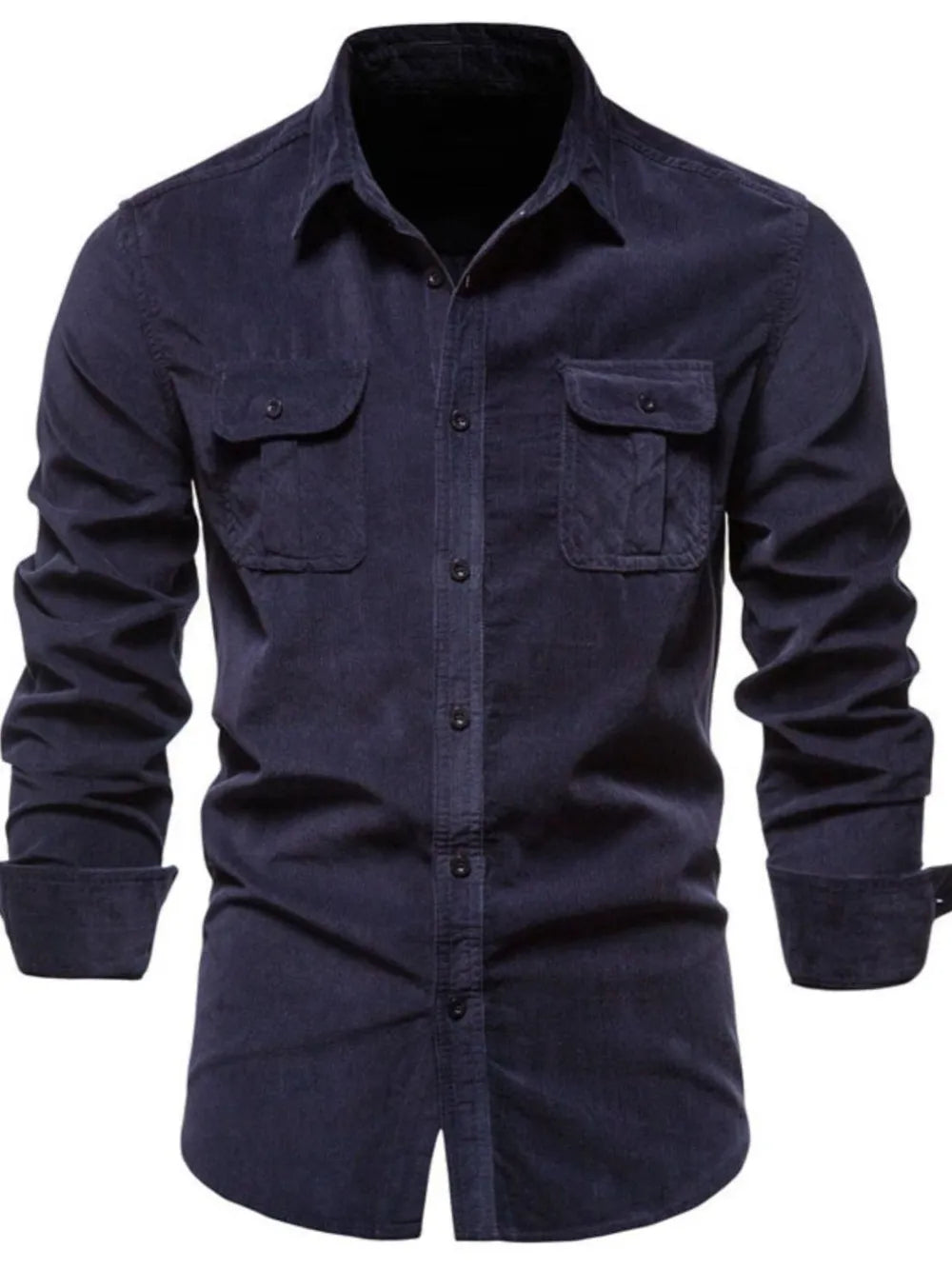 Men's Plus Size Solid Button-Down Collared Shirt