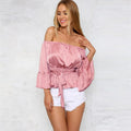 Women's Plus Size Butterfly-Sleeve Slash-Neck Blouse