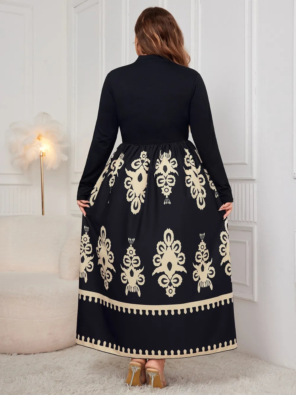 Women's Plus Size Mock-Neck Print Dress
