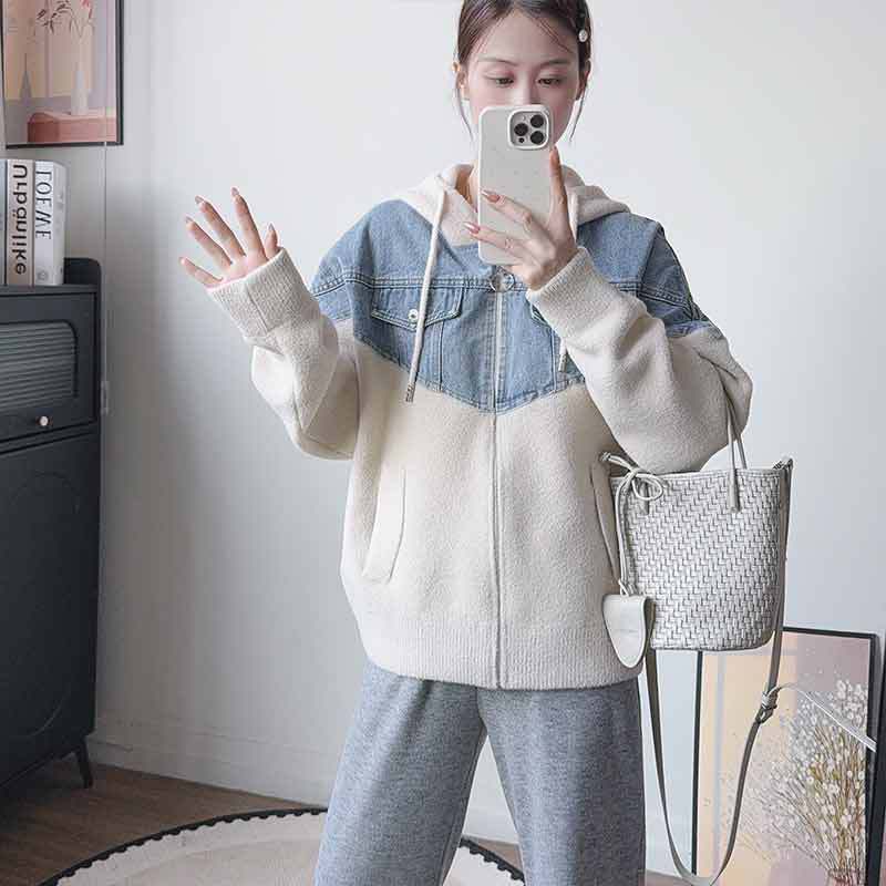 Women's Patchwork Hooded Sweater