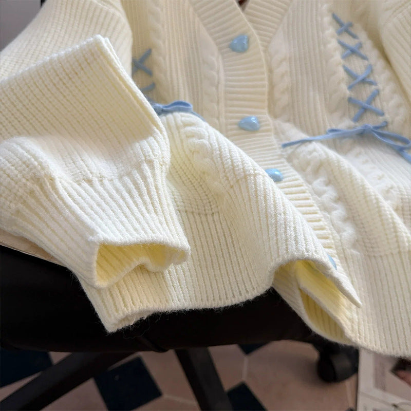 Women's Heart-Button Knit Cardigan