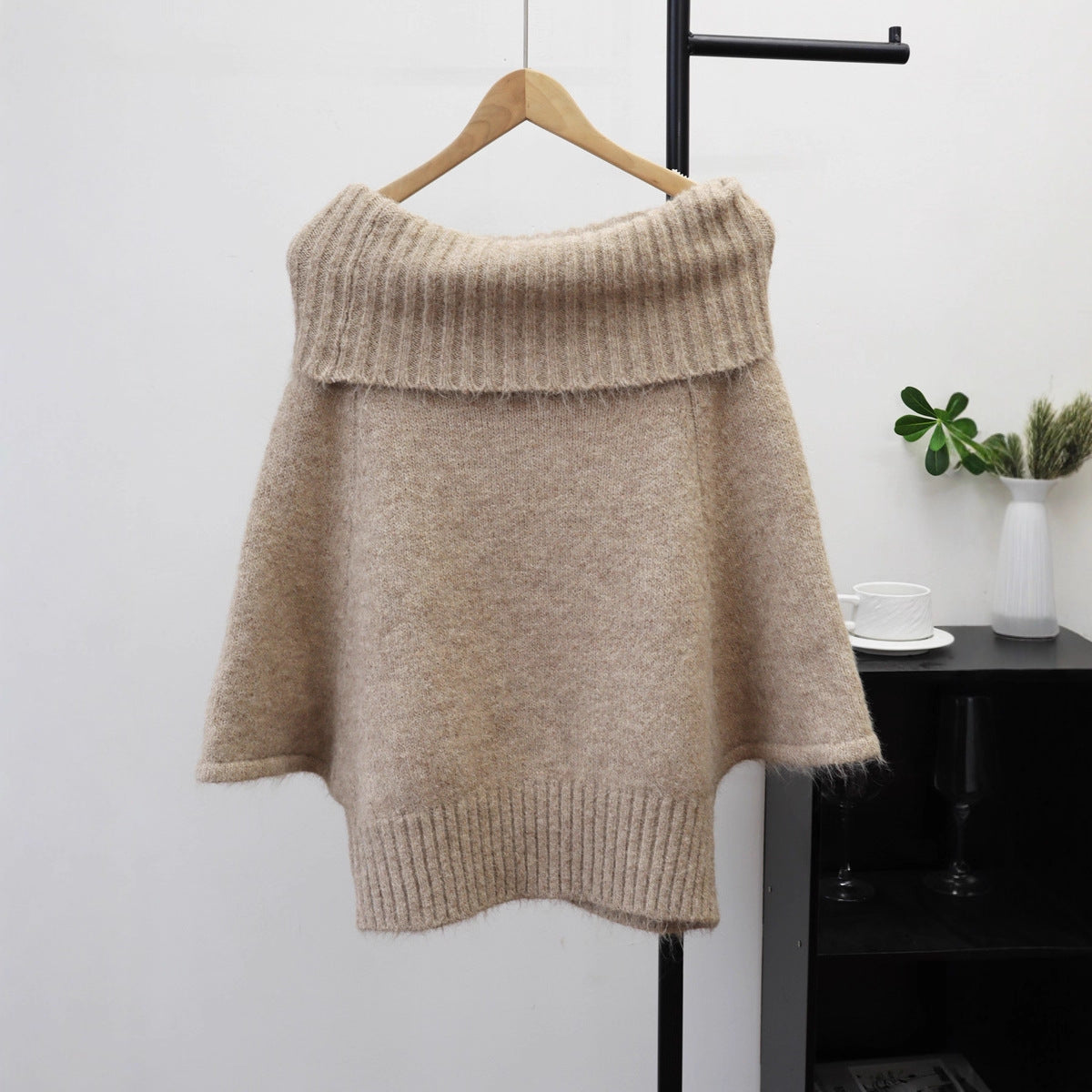 Cable-Knit Cape Sweater