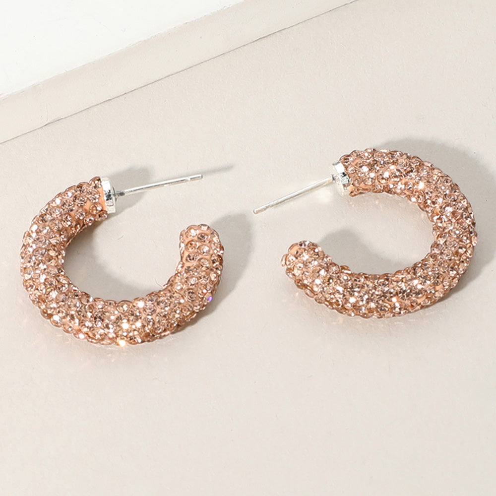Rhinestone-Studded Sparkle Hoop Earrings