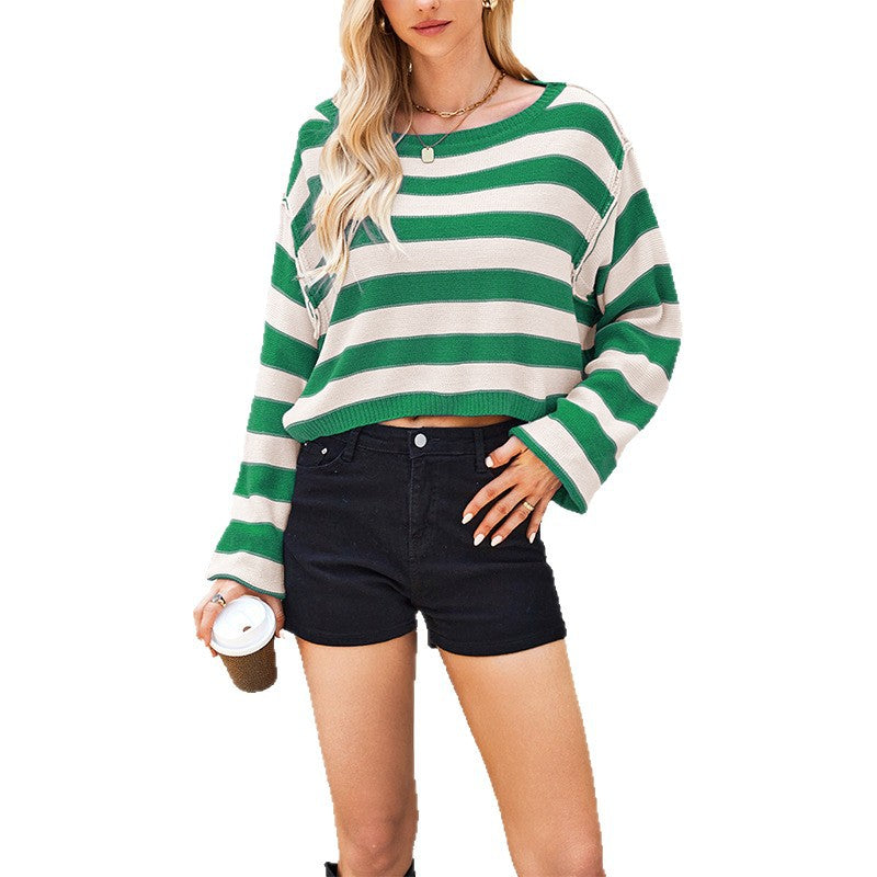 Striped Knit Pullover Sweater
