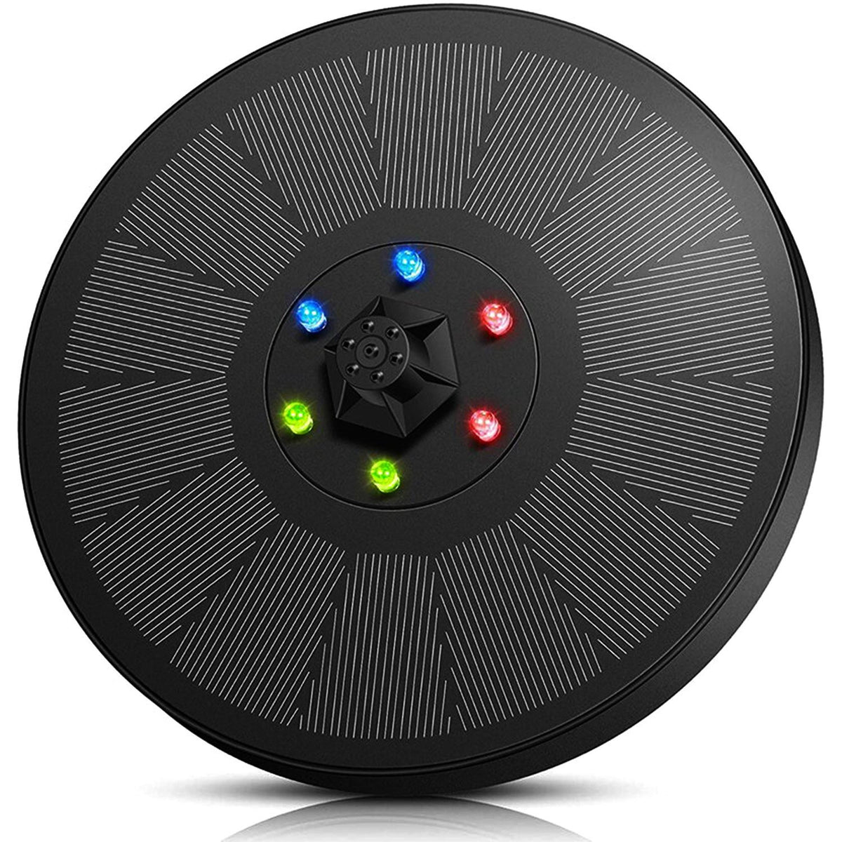 Solar-Powered Fountain Pump with LED Lights & 7 Nozzles