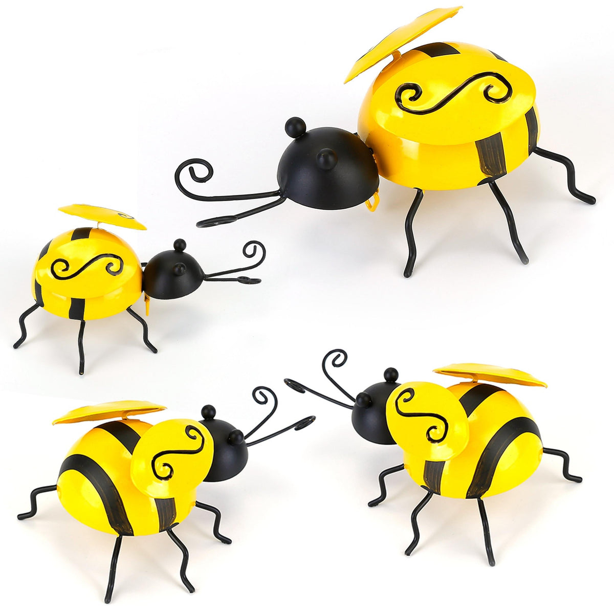 Metal Bumblebee Wall & Fence Décor – Set of 4
