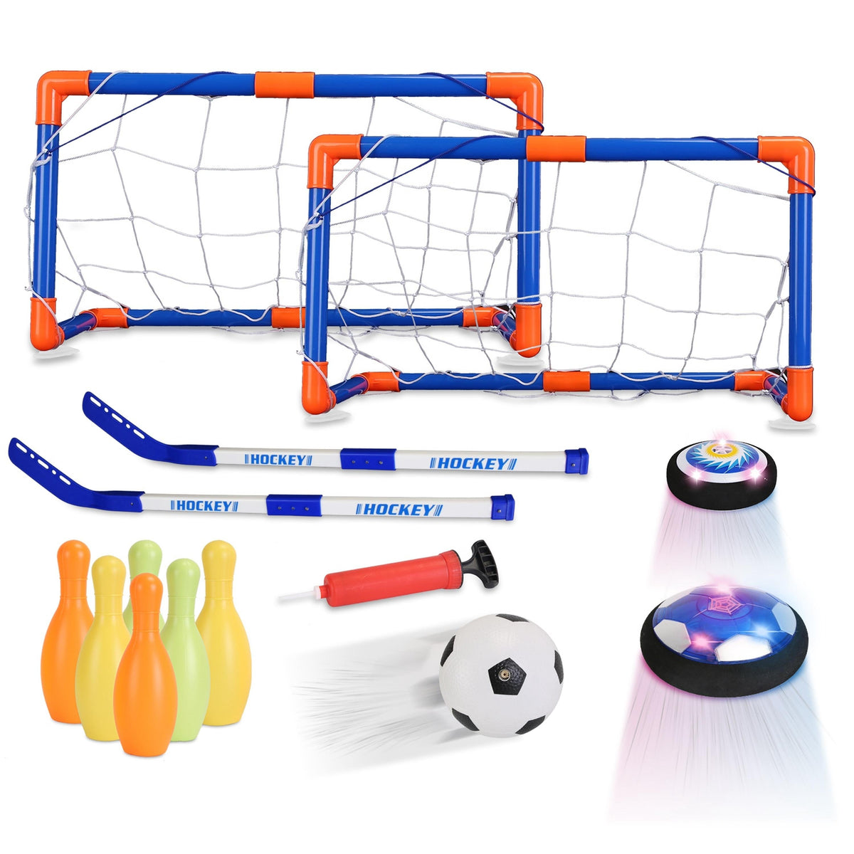 4-in-1 LED Hover Soccer & Bowling Game Set