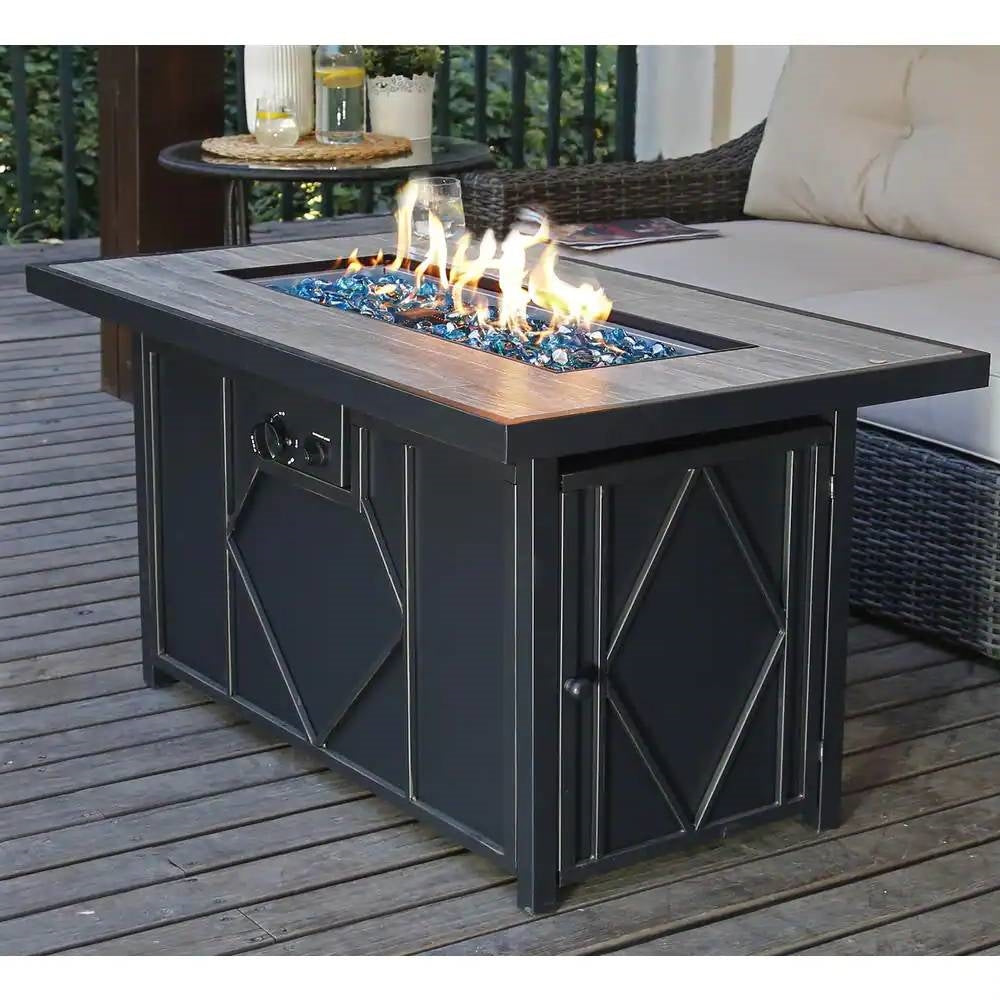 42-Inch Propane Patio Fire Pit Table with Blue Fire Glass