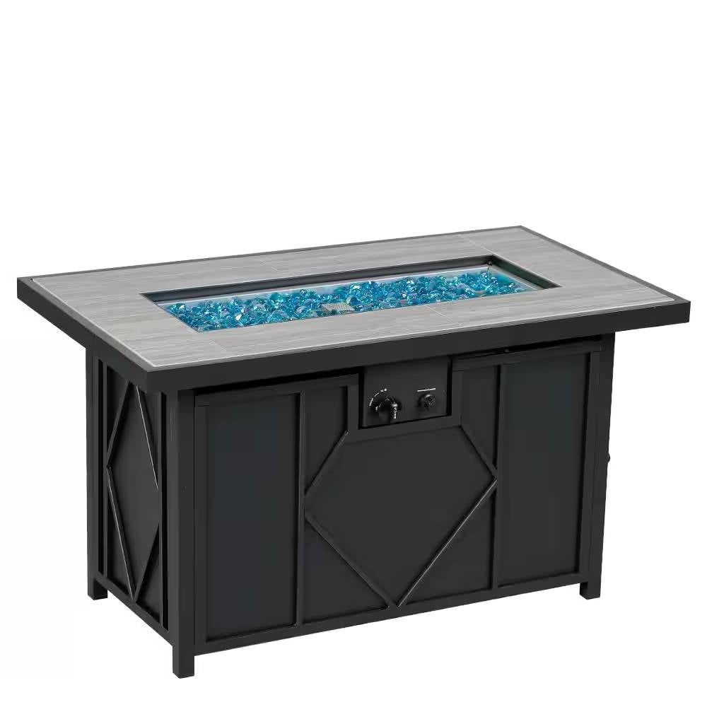 42-Inch Propane Patio Fire Pit Table with Blue Fire Glass