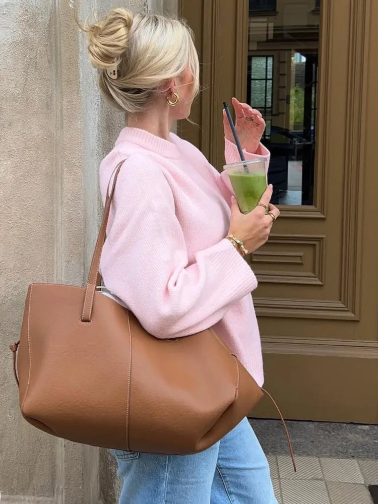 Women’s Pink Crewneck Knit Sweater