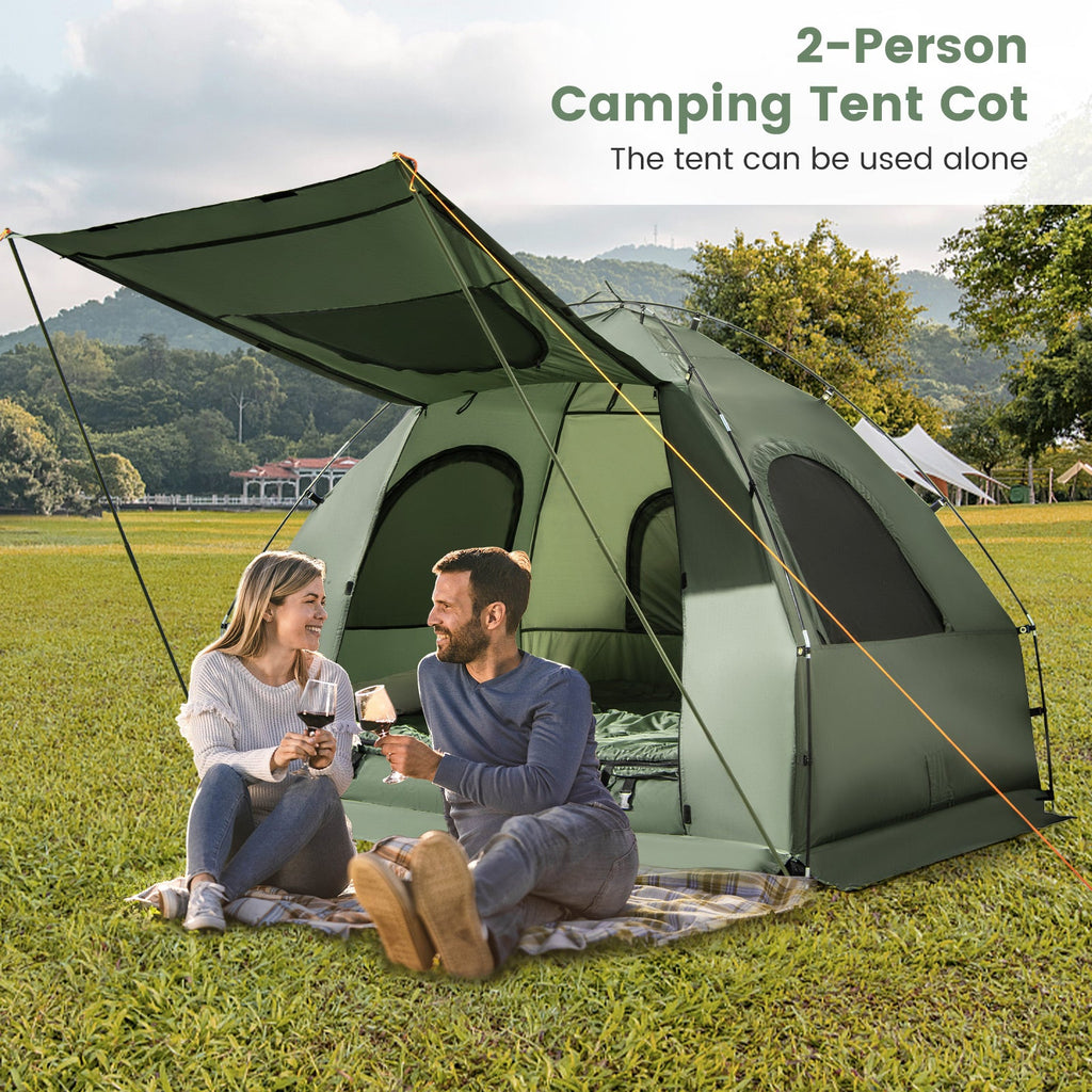 5-in-1 2-Person Camping Tent Cot with Air Mattress & Sleeping Bag