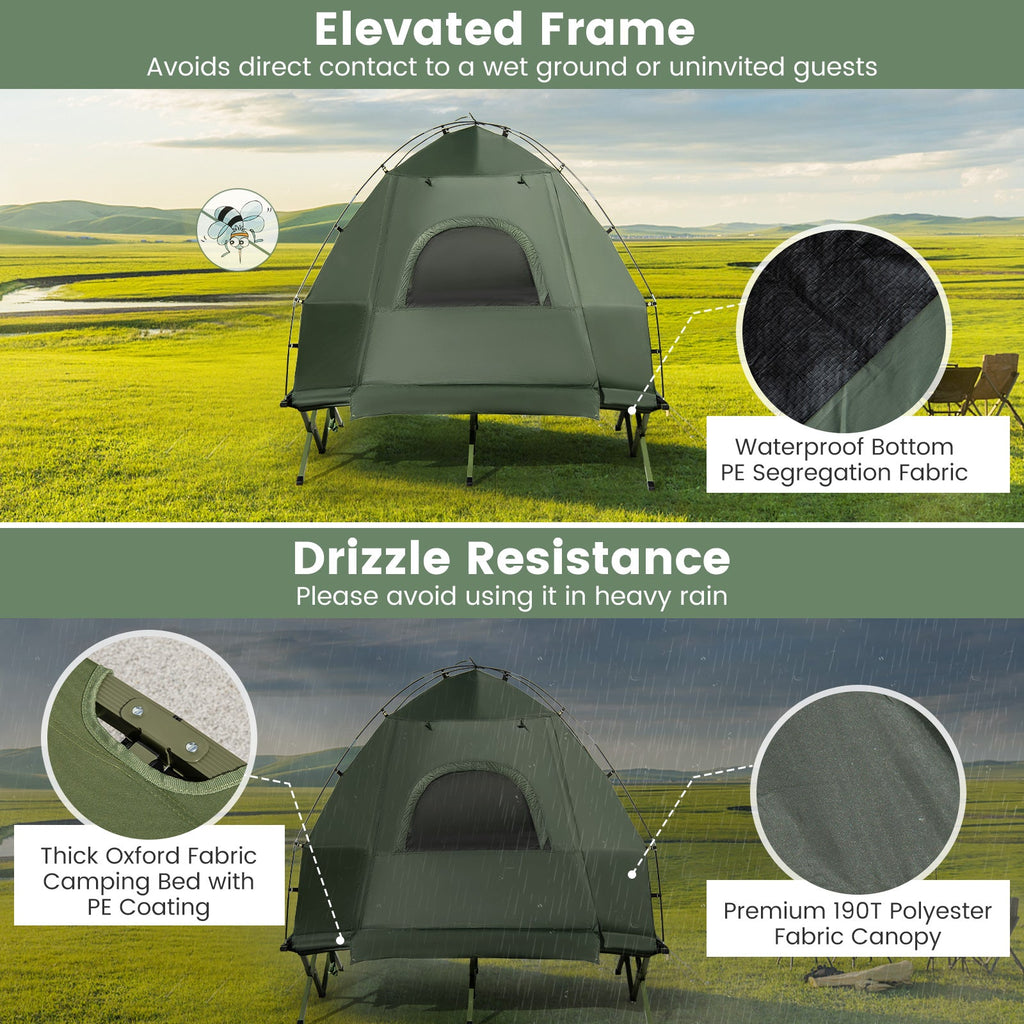 5-in-1 2-Person Camping Tent Cot with Air Mattress & Sleeping Bag