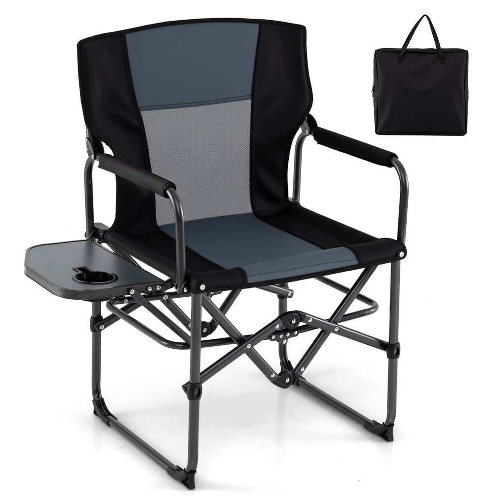 Folding Camping Chair with Side Table, Cup Holder & Carry Bag