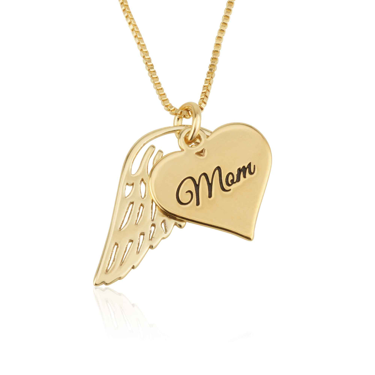 Personalized Angel Wing Heart Memorial Name Necklace
