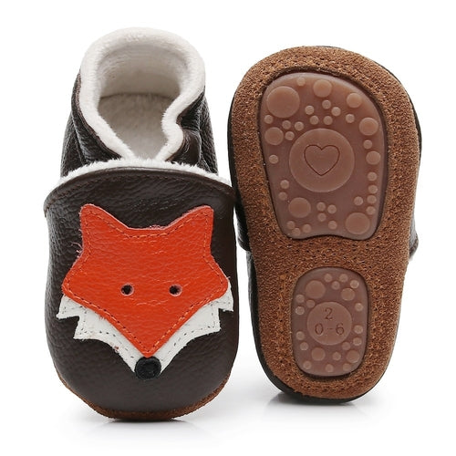 Fox-Style Genuine Leather Baby First-Walker Shoes