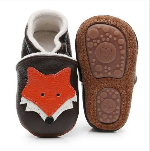 Fox-Style Genuine Leather Baby First-Walker Shoes
